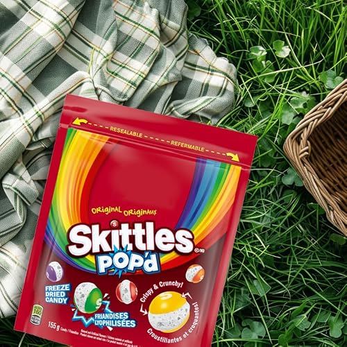 SKITTLES POP’D Original Freeze-Dried Candy, Crunchy Fruity Candy Snack for Sharing, Movie Nights & Parties, 155g