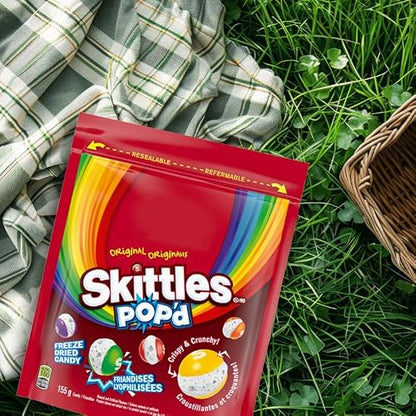 SKITTLES POP’D Original Freeze-Dried Candy, Crunchy Fruity Candy Snack for Sharing, Movie Nights & Parties, 155g
