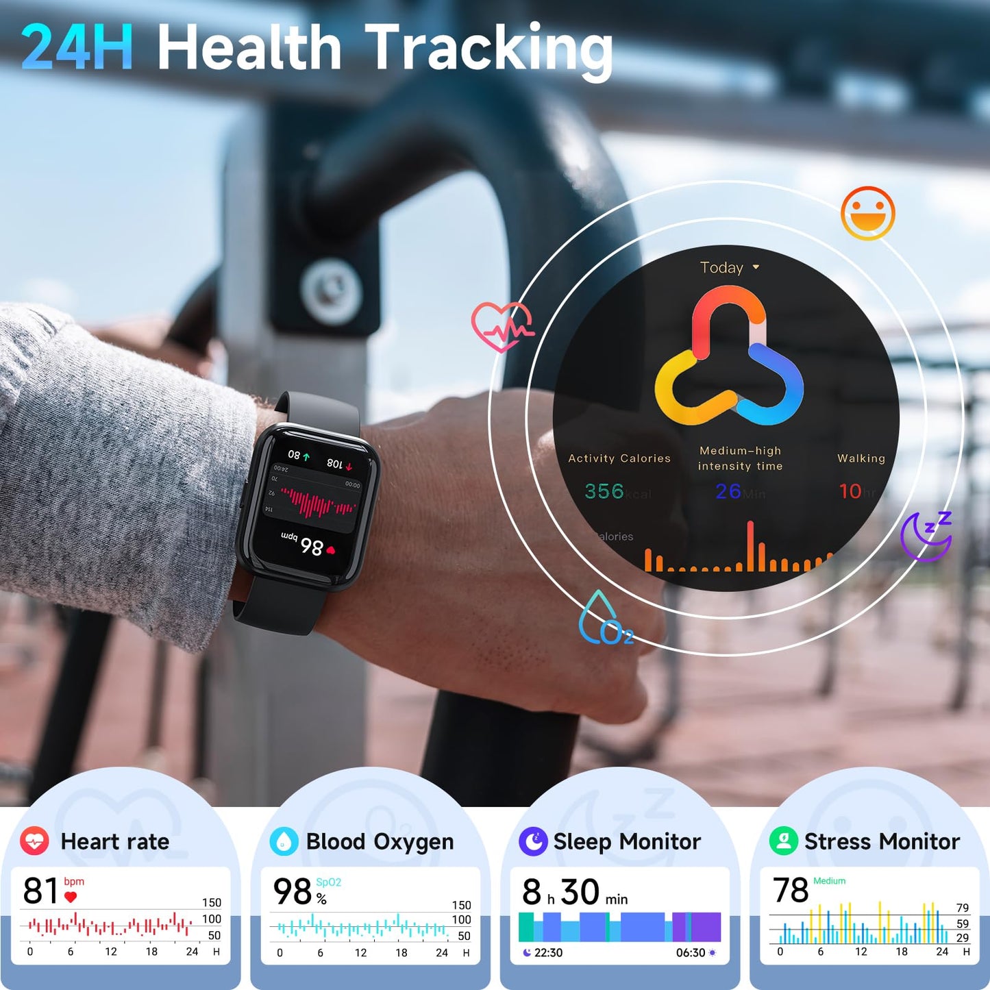 Quican Smart Watch for Women (Android/iPhone), 1.8" UHD Alexa Smart Women Watch with Calls/Messages, 3ATM 120+ Sport Modes Fitness Tracker Watch with SpO2/Heart Rate Monitor, Sleep/Activity Tracker