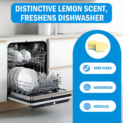 OOOFLOWER 24 Count Lemon Scented Dishwasher Cleaner Tablets, Deep Cleaning Formula for Limescale & Stain Removal, Works with All Dishwasher Models