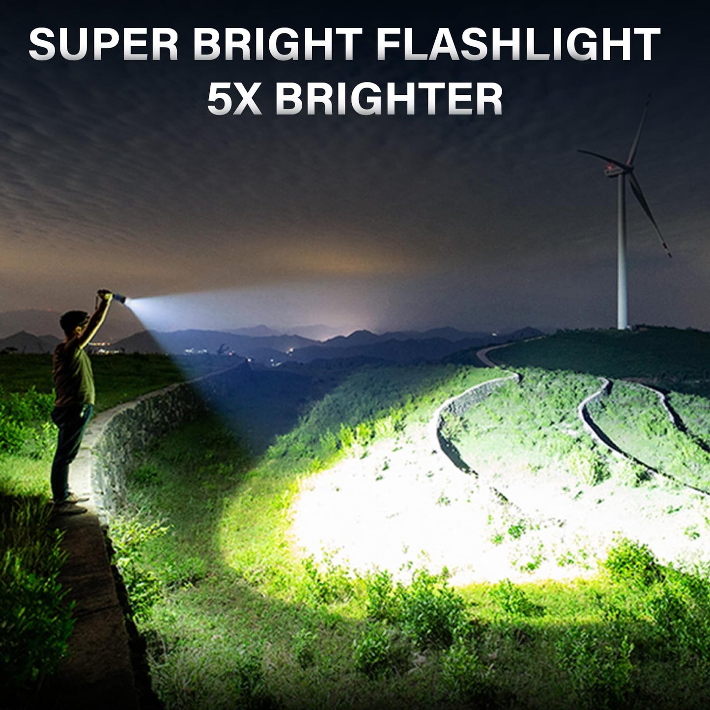 AKNEAR Rechargeable LED Flashlight 99000 High Lumens Super Bright (1 Pack)