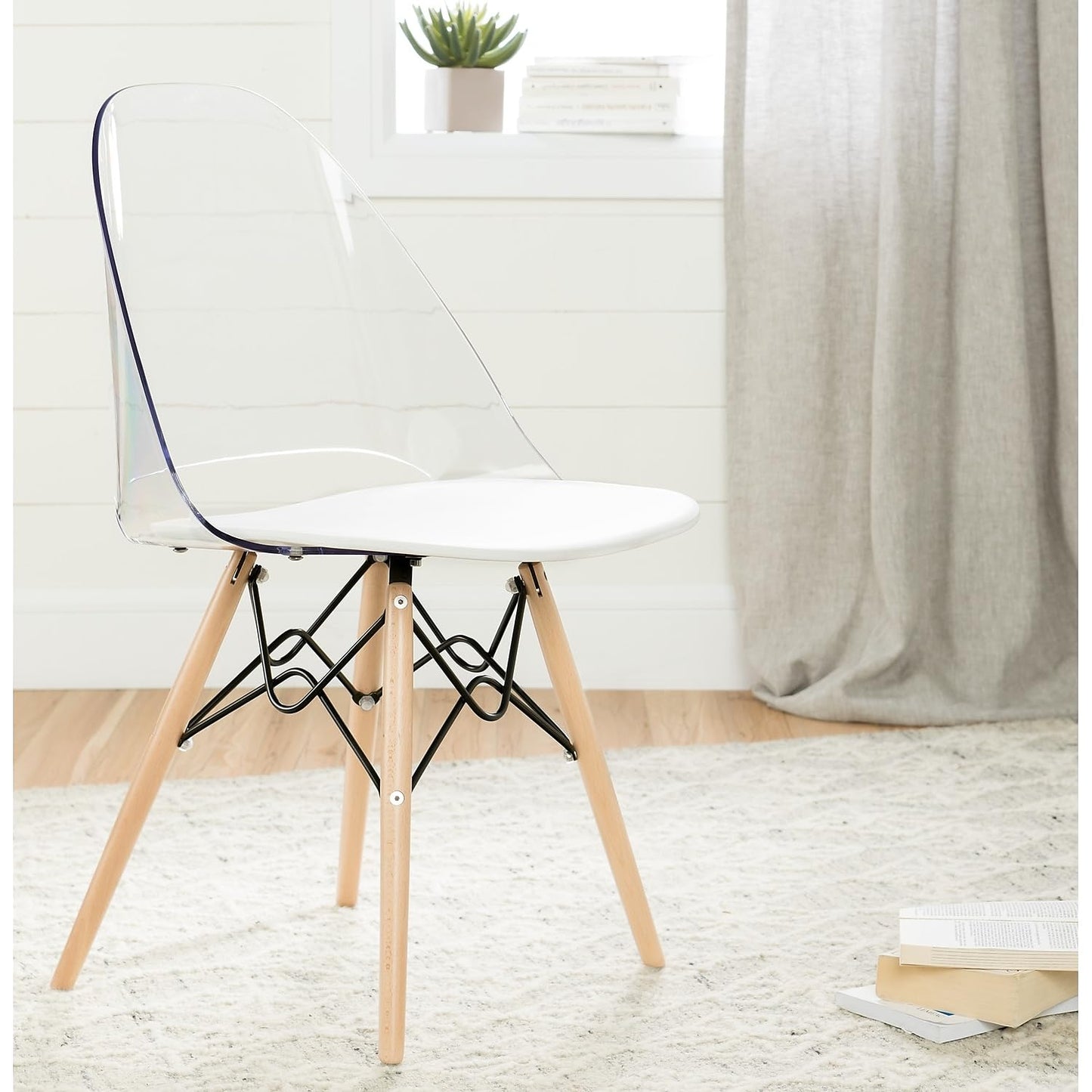 South Shore Furniture 100275 Annexe Eiffel Style Office Chair, Clear and White