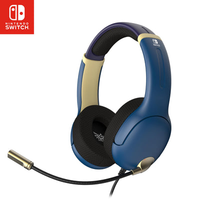 PDP Gaming AIRLITE Stereo Headset with Mic for Nintendo Switch/Switch Lite/OLED - Noise Cancelling Microphone, Lightweight, Soft Comfort On Ear Headphones, 3.5mm Jack -Hyrule Blue