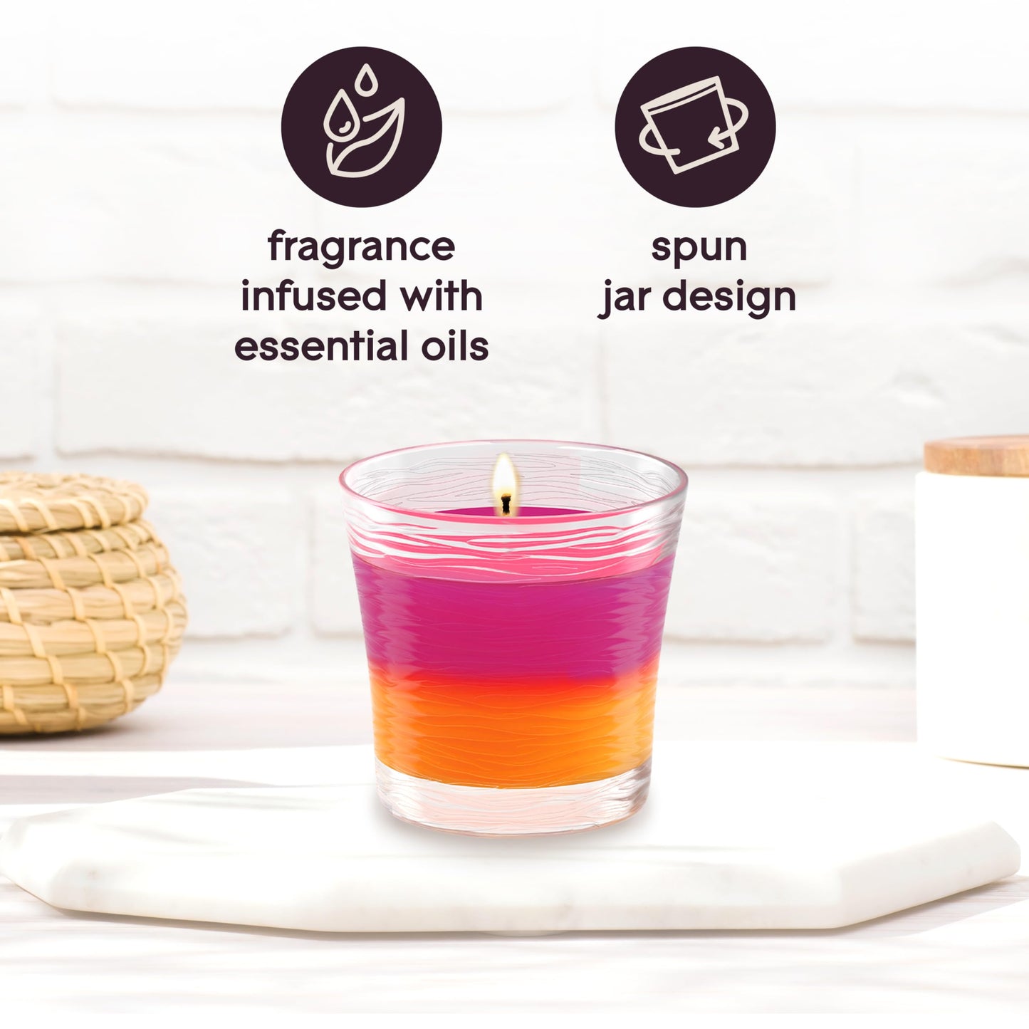 Glade Scented Candle, 2-in-1 Vanilla Passionfruit and Hawaiian Breeze, 1-Wick Candle, Air Freshener Infused with Essential Oils for Home Fragrance, 1 Count
