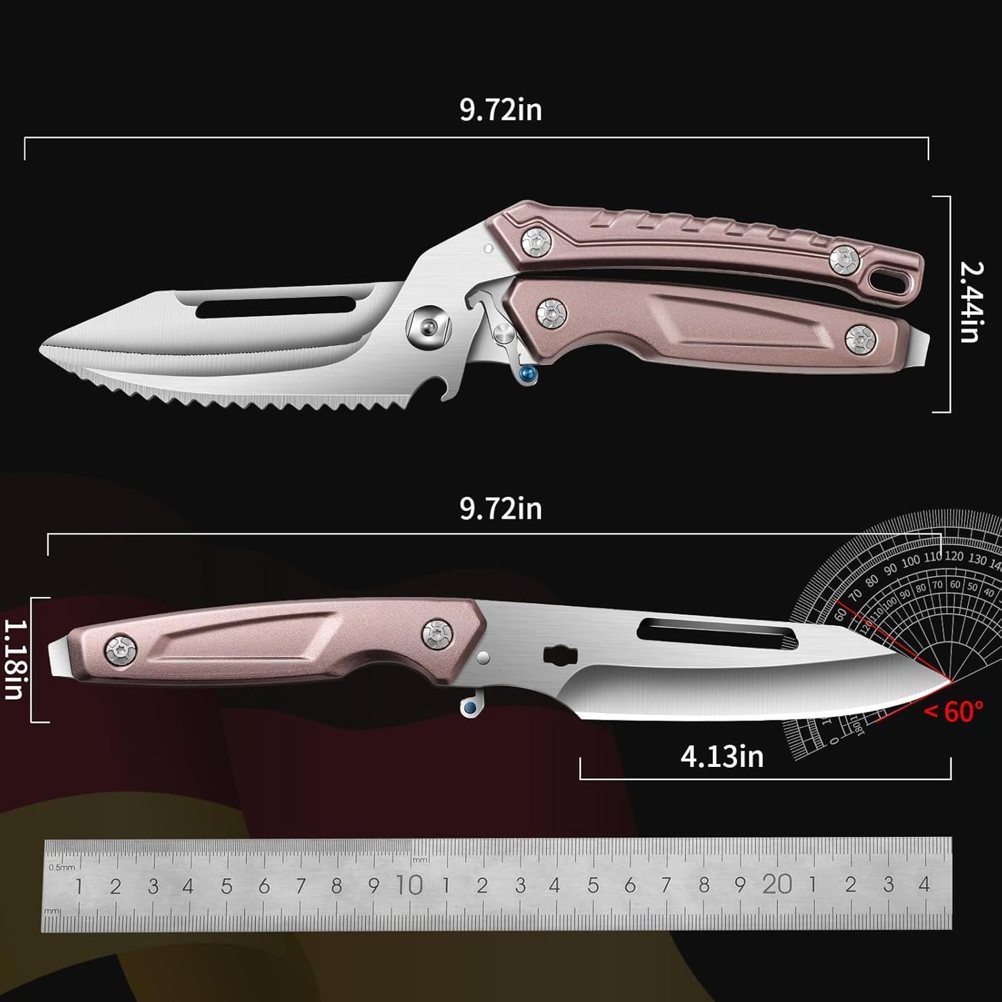 BEFYUS Kitchen Scissors Heavy Duty - Premium Kitchen Shears with Ultra Sharp Stainless Steel Multi-Function Food Scissors，Poultry Shears Scissor Tools for Cutting Chicken/Meat/Fish/Bone (Brown)