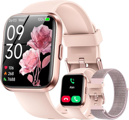 Quican Smart Watch for Women (Android/iPhone), 1.8" UHD Alexa Smart Women Watch with Calls/Messages, 3ATM 120+ Sport Modes Fitness Tracker Watch with SpO2/Heart Rate Monitor, Sleep/Activity Tracker