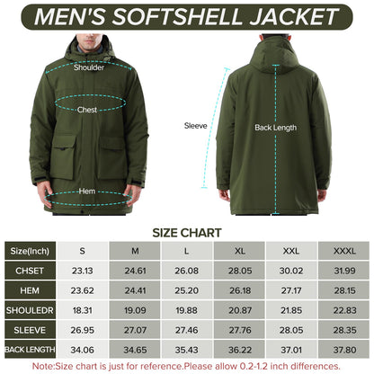 CAMELSPORTS Mens Winter Coats Long Warm Jacket with Hood Casual Quilted Puffer Parka Windproof Jackets, 601-green, Large