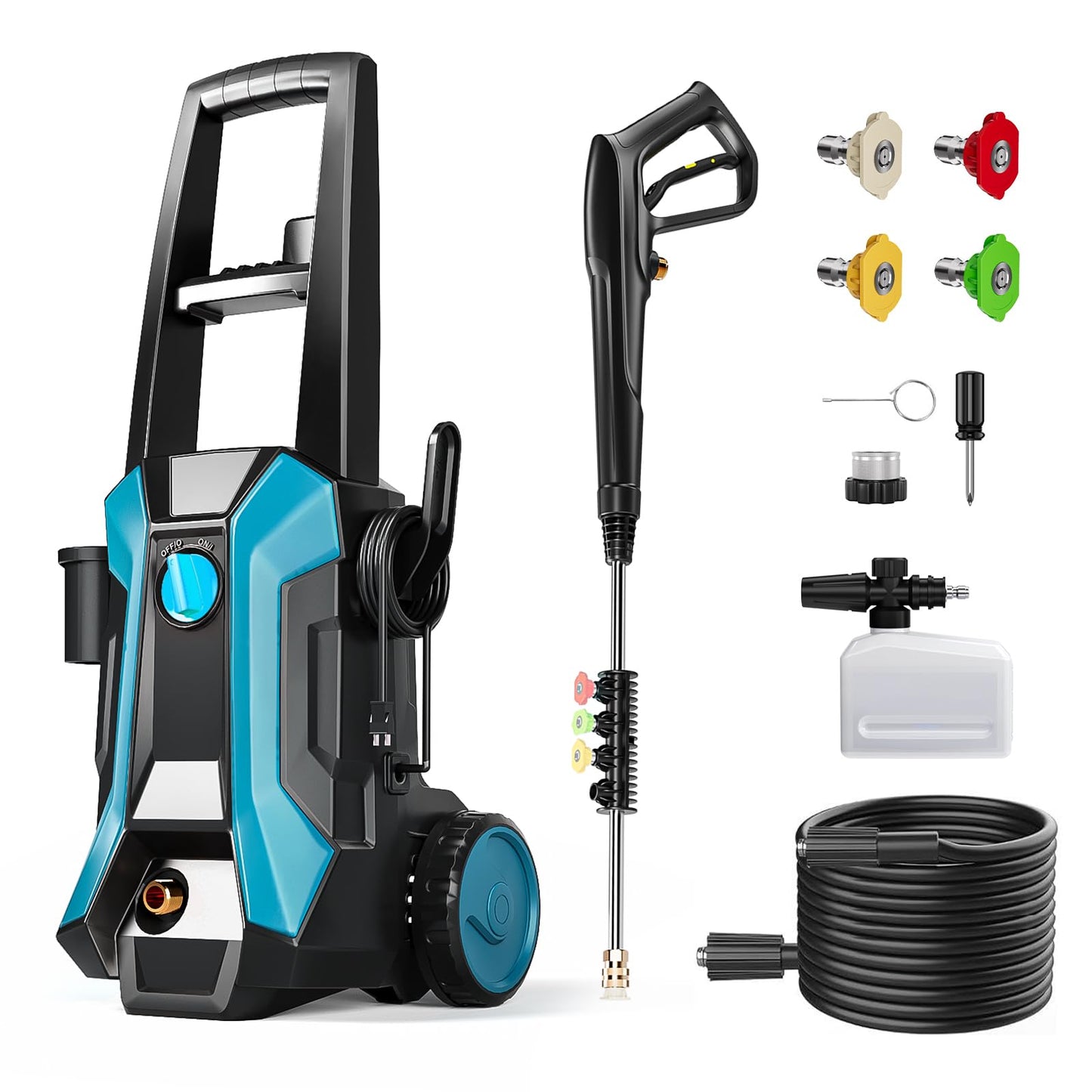 Electric Pressure Washer, 4000PSI High Pressure Washer with 23ft Outlet Hose & 4 Quick Nozzles, 2.6GPM Power Washer with Soap Cannon, Great for Cleaning Car, Siding, Driveways, Fencing