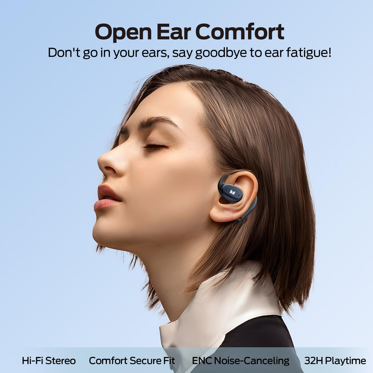 Monster Wireless Earbuds Open Ear AC311, Bluetooth 5.4 Open Ear Headphones, Up to 30 Hours Playtime Bluetooth Ear Earphones with Stereo Sound, Touch Control and IPX5 Waterproof Open Ear Buds
