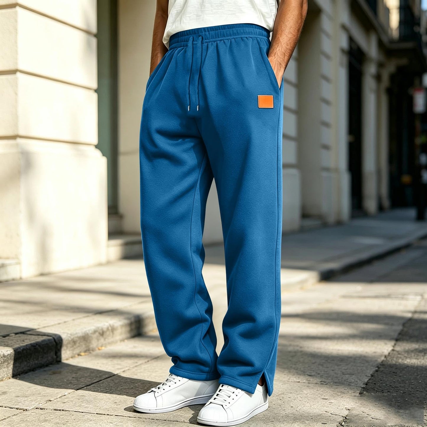 Sweatpants Men Sweatpants for Men Straight Leg Joggers Side Slits Loose Fit Sweat Pants Drawstring Waist Athletic Lounge Bottoms Mens Lounge Pants with Pockets Blue,XL