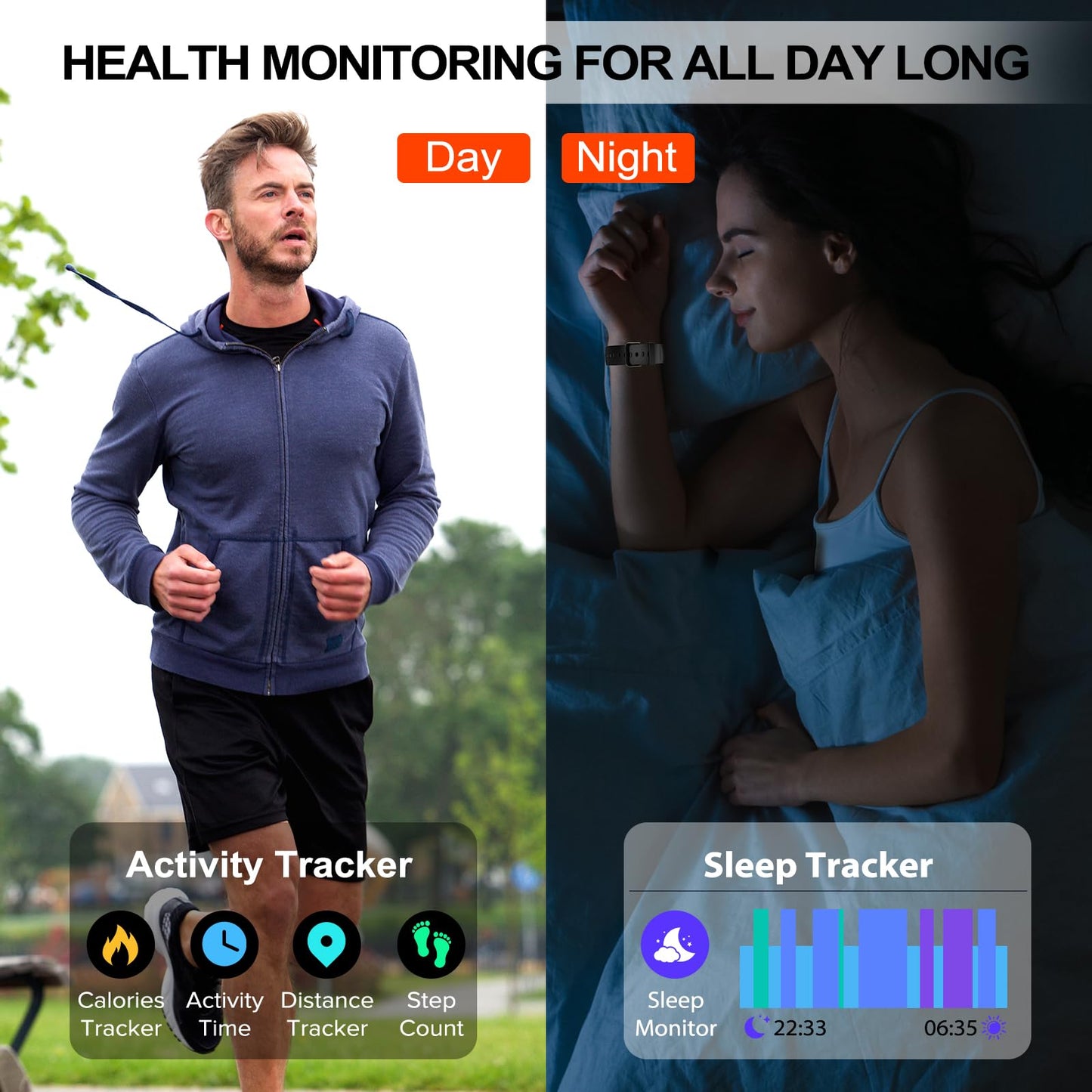 Smart Watch for Men Women Fitness & Outdoors 1.85" Call IP68 30Day Tracker