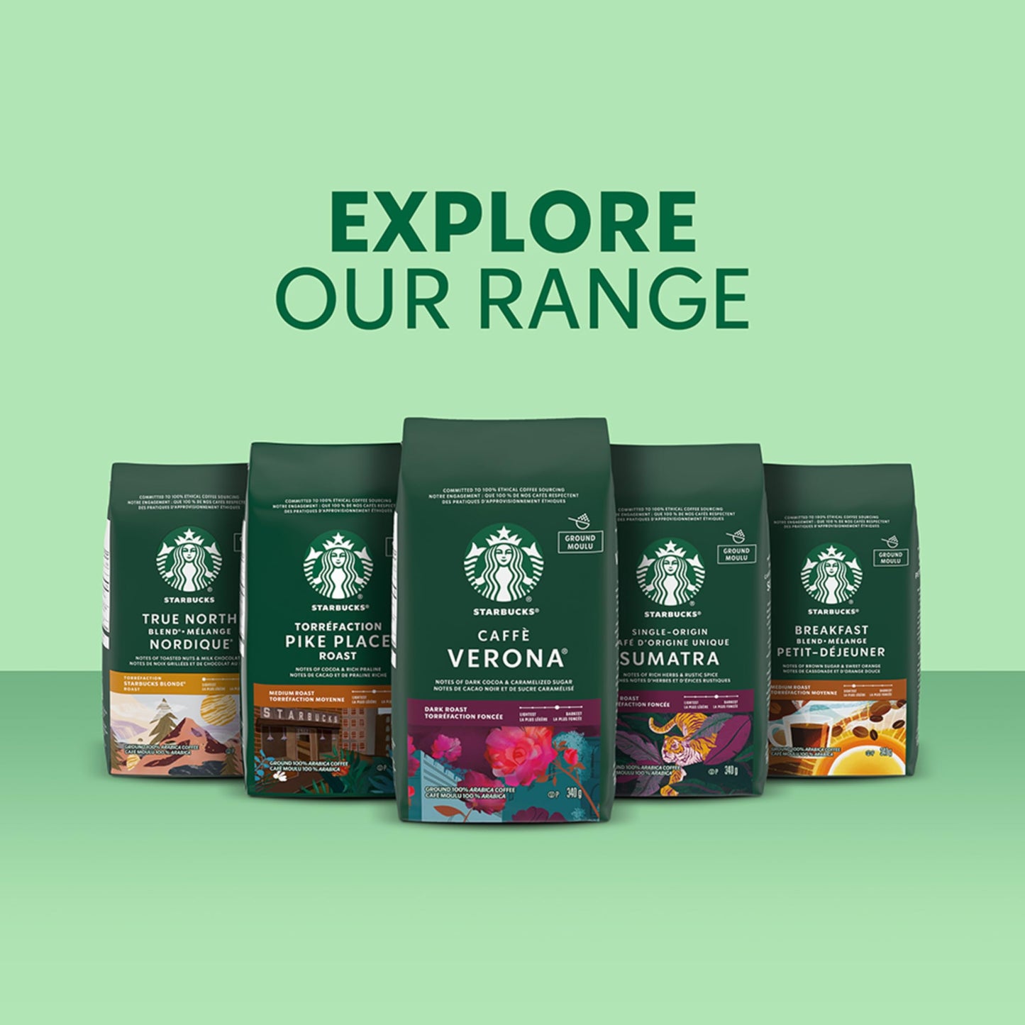 STARBUCKS Italian Roast Dark Roast Ground Coffee Bag, 340 g