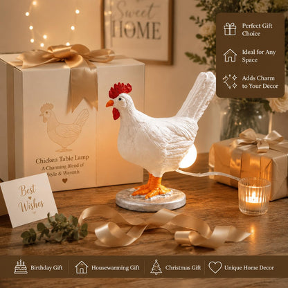 Chicken Shaped Lamp White Hen Night Light Animal Decor Farmhouse Home Gift