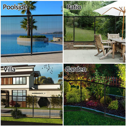 Togarhow 4ft x 12ft Removable Pool Fence, Safety Fence Door, Black DIY Pool Mesh Fencing Protect Gate for Outdoor Inground Pools & Above Ground Pool