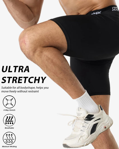 5 Pack Mens Compression Shorts with Pocket, Spandex Running Short Baselayer