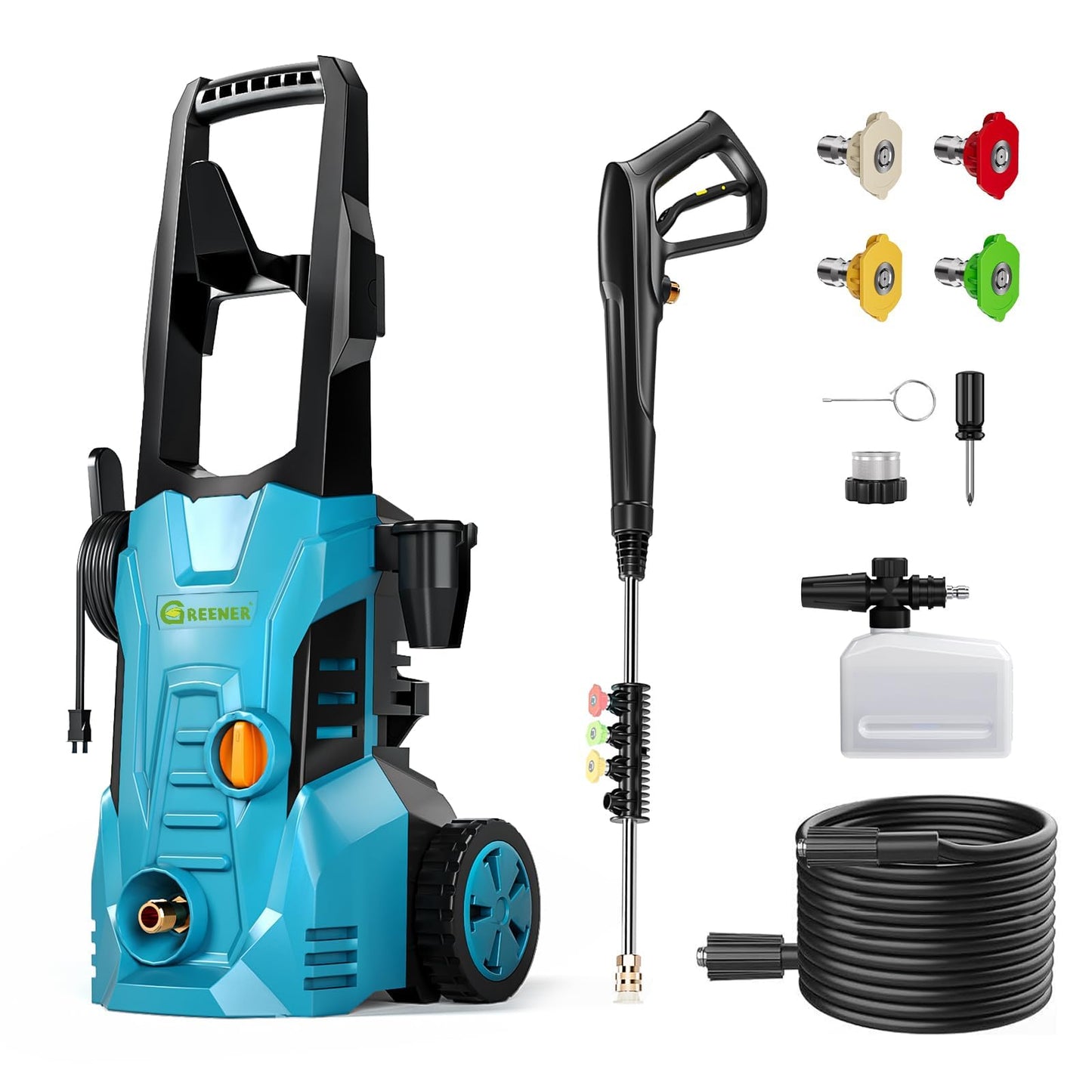 Electric Pressure Washer, 4500PSI High Pressure Washer with 23ft Outlet Hose & 4 Quick Nozzles, 2.8GPM Power Washer with Soap Cannon, Great for Cleaning Car, Siding, Driveways, Fencing