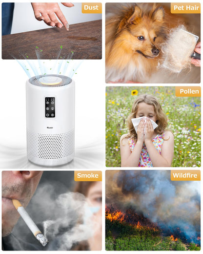 Air Purifiers for Home Large Room with Night Light up to 1600ft², VEWIOR H13 True HEPA Air Cleaner with Fragrance Sponge, Sleep Mode, Timer, Speed, Lock, for Wildfire Smoke Pet Dust Pollen Odor