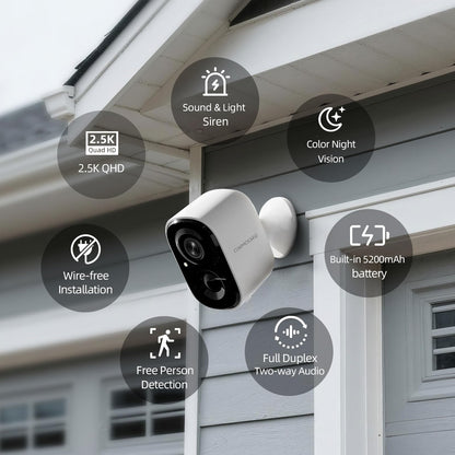 2.5K Wireless Magnetic Home Security Cameras Outdoor WiFi, Non-Subscription AI Person Detection, 4MP Color Night Vision, Full Duplex 2-Way Audio