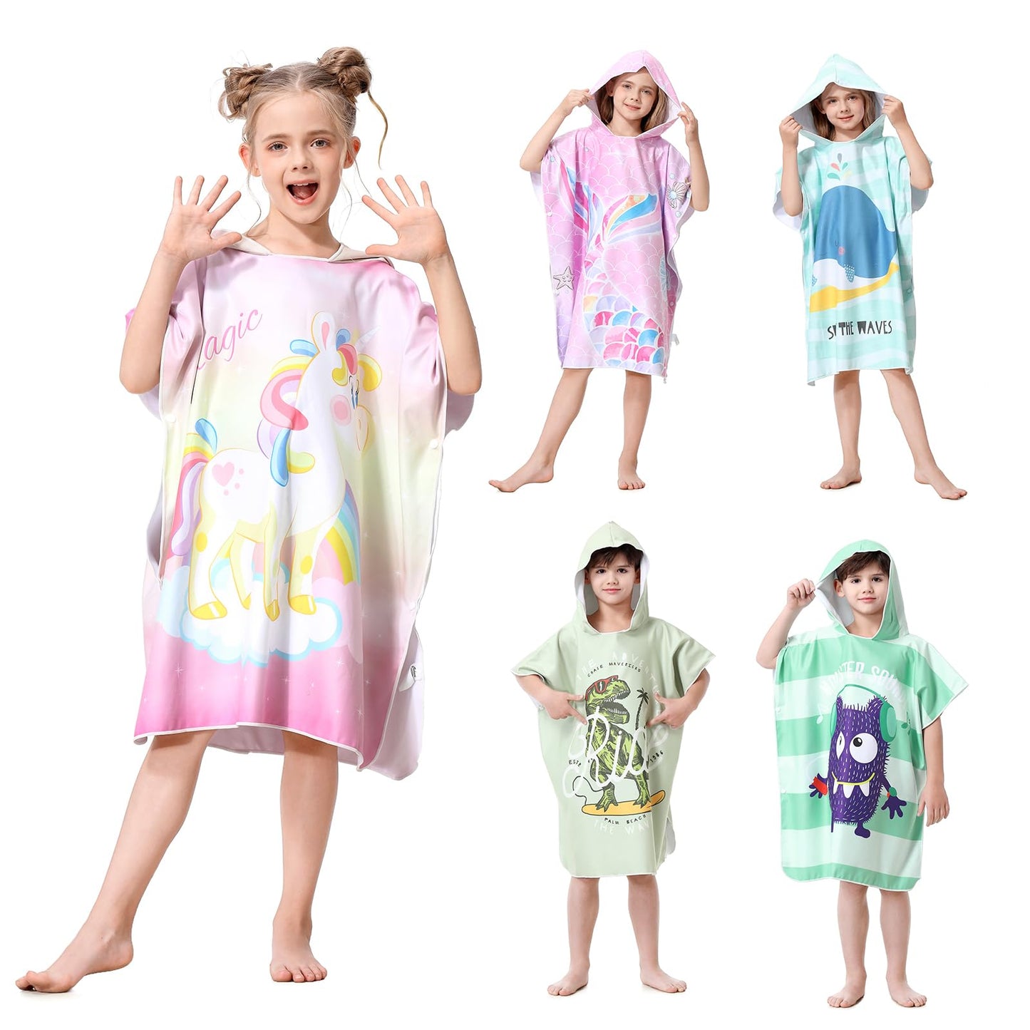 MOKANI Hooded Towels for Kids, Quick Dry Microfibre Bath Swim Beach Towels