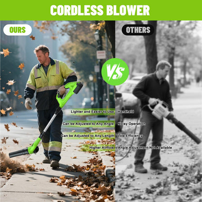 Leaf Blower Cordless, 21V Electric Leaf Blower Cordless with 2 Batteries