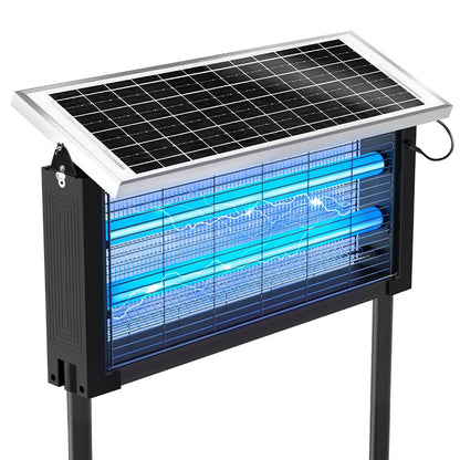 Bug Zapper Outdoor Solar, 4000V Electric Fly Mosquito Trap with LED Lamp, Waterproof & Portable Insect Control for Patio, Yard, Camping, Home, Garden