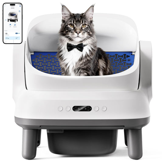 Happypaw Open-Top Self Cleaning Litter Box - Large Capacity Automatic Litter Box for Multiple Cats with Safety Protection, App Control, Odor-Free, Anti-Leakage Material, Includes Trash Bags