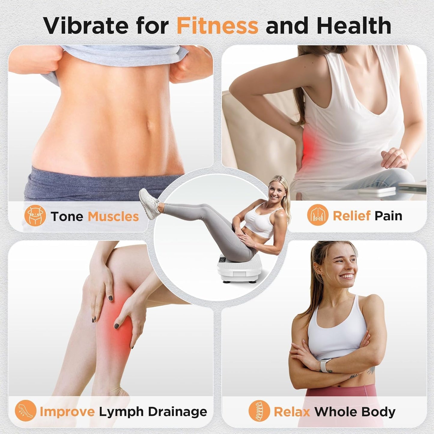 FEIERDUN Vibration Plate Exercise Machine, Full Body Vibrating Plate with Wider Platform, 150kg (330lbs) Capacity, Plaque Vibrante with LED Screen, Remote & Resistance Bands,White