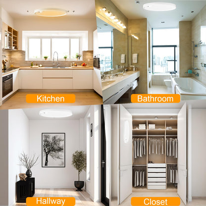 2 Pack LED Flush Mount Ceiling Light, Eleganted 20W 2200LM Ceiling Light Fixtures, 3000K-6500K Adjustable Motion Sensor Ceiling Light for Bedroom Kitchen Dining Room - 3 Color Temperatures