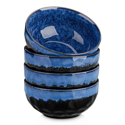 vancasso Starry 24oz Bowls for Soup, Ceramic Soup Bowls Set of 4, Blue Cereal Bowls Set, Salad Bowls Set of 4, Pasta Oatmeal Bowls, Lead-Free, Dishwasher & Microwave Oven Safe, Blue
