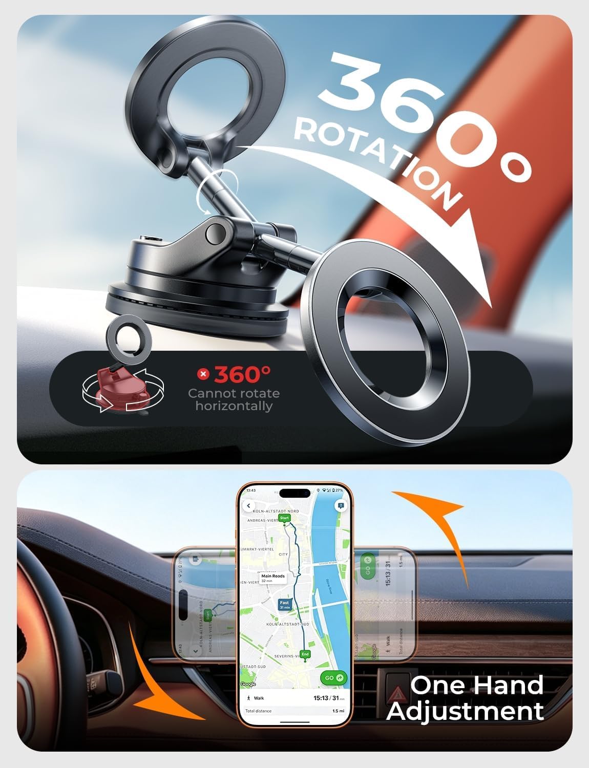 LISEN Car Phone Holder Car for Magsafe Magnetic Car Mount [1s Quick Lock]