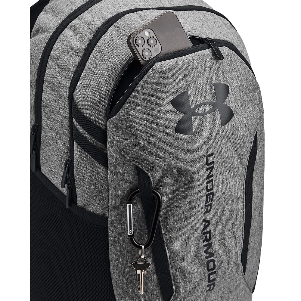 Under Armour Unisex-Adult Hustle 6.0 Backpack , (026) Castlerock Full Heather / Black / Black , One Size Fits Most
