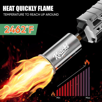 KOACKL Propane Torch Gun - Propane Torch Head with Igniter, Adjustable Flamethrower Blow Torch for BBQ, Searing Steak, Barbecue Tools, Meat Smoker, Cooking, Grill & Charcoal Starter