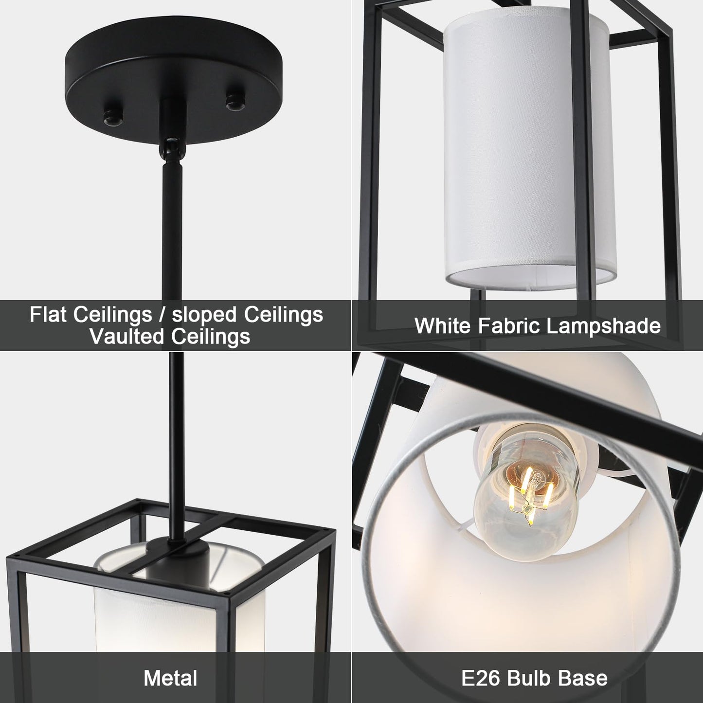 Black Pendant Lights Kitchen Island 2 Pack, Modern Small Lantern Kitchen Pendant Lighting Over Island, Farmhouse Kitchen Island Lights Ceiling Hanging, Industrial Cage Pendant Light Fixtures