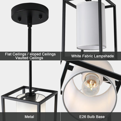 Black Pendant Lights Kitchen Island 2 Pack, Modern Small Lantern Kitchen Pendant Lighting Over Island, Farmhouse Kitchen Island Lights Ceiling Hanging, Industrial Cage Pendant Light Fixtures