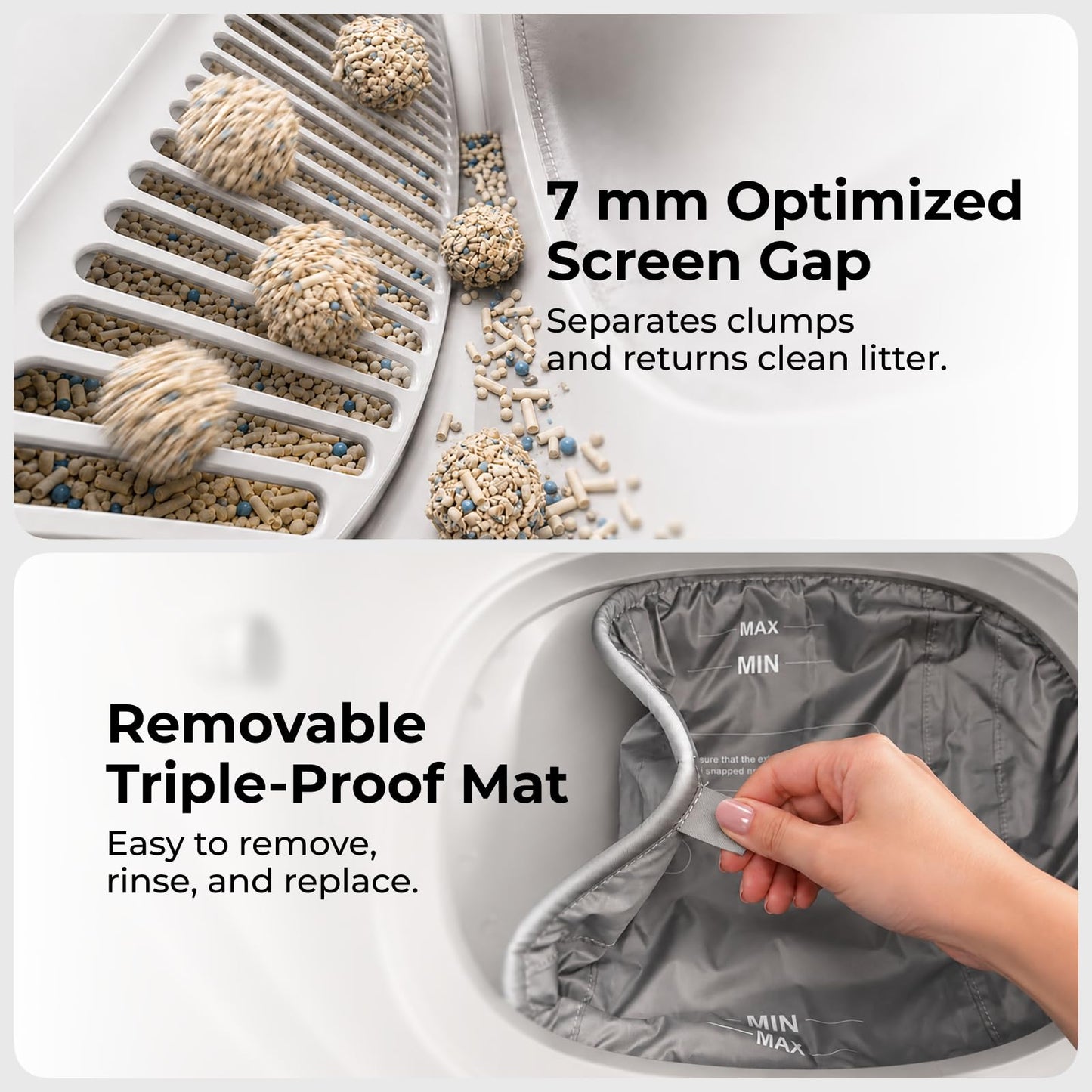 ABRCT Open Top L1 Self Cleaning Litter Box,Electronic Hands-Free,Smart Robot,Automatic Cleaning Litter Box-App Control & Safe Anti-Pinch,with Safety Sensors & Liner for Small & Medium-sized Cats,White