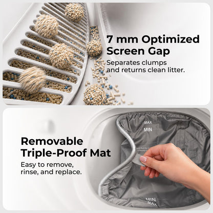 ABRCT Open Top L1 Self Cleaning Litter Box,Electronic Hands-Free,Smart Robot,Automatic Cleaning Litter Box-App Control & Safe Anti-Pinch,with Safety Sensors & Liner for Small & Medium-sized Cats,White