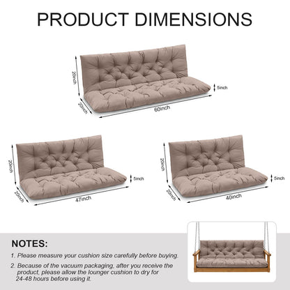 LCYY.TG Outdoor Swing Cushions, 3 Seat Porch Swing Cushion Replacement with Backrest, Swing Cushions for Outdoor Furniture, for Porch Garden,Patio,Backyard Bench Cushion