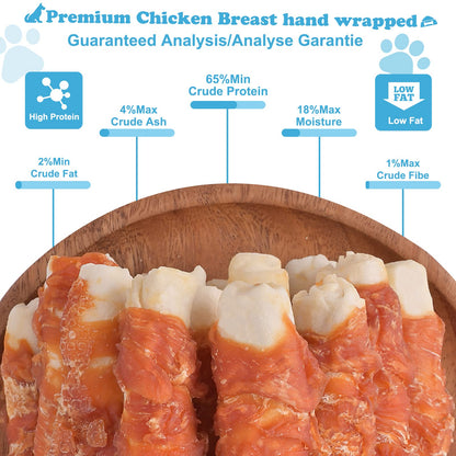Pawant Dog Treats Chicken Wrapped Rawhide Rolls Healthy Dog Chews Long Lasting1 lb/454g