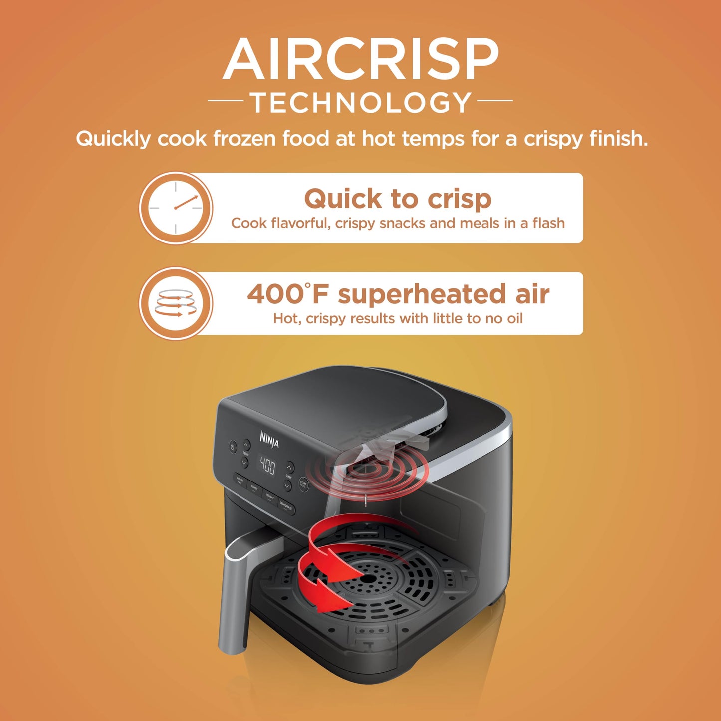 Ninja Air Fryer Pro 4in1, 5 QT (4.7 L) Capacity, Air Fry, Roast, Bake, Reheat, Dehydrate, Roast, Crisp Technology, Nonstick Basket & Crisper Plate, Grey, AF141C (Canadian Version)