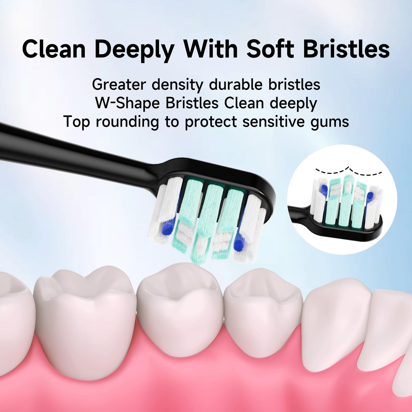 PERECT Sonic Electric Toothbrush for Adults, Rechargeable Electric Toothbrush with 6 Soft Bristle Brush Heads & Travel Case, 5 Modes 3 Intensities, 30 Days Battery, Waterproof Toothbrush（Black）