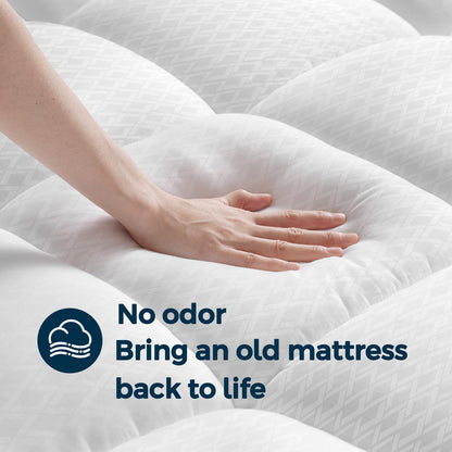 LovingLeashes Mattress Topper,Extra Thick 1000 GSM Pillow Top Mattress Pad for Back Pain Relief,Soft Breathable Mattress Cover for Fluffy Shredded Memory Foam Filled (Queen, 60"x80")