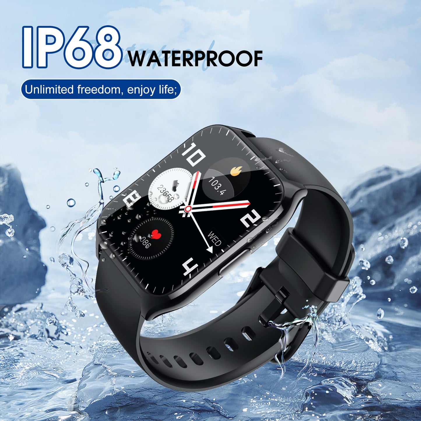 Smart Watch for Men Women Fitness & Outdoors 1.85" Call IP68 30Day Tracker
