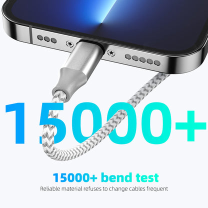 Bkayp Apple MFi Certified iPhone Charger 3pack 10FT Long Lightning Cable Fast Charging High Speed Data Sync USB Cable Compatible iPhone 14/13/12/11 Pro Max/XS MAX/XR/XS/X/8/7/Plus/6S (Grey White)