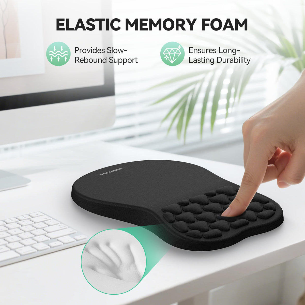 TECKNET 8° Ergonomic Mouse Pad with Wrist Rest, Comfortable Massage Design
