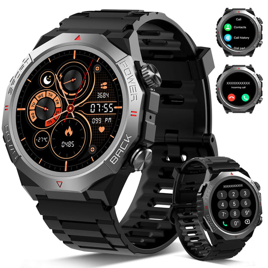 Military Smart Watches for Men with Bluetooth Call, 1.39"HD Tactical Fitness Watch, 24/7 Heart Rate Sleep Monitor, Smart Watch for Men 110+ Sport Modes,30Day,IP68 Waterproof Smartwatch for Android iOS