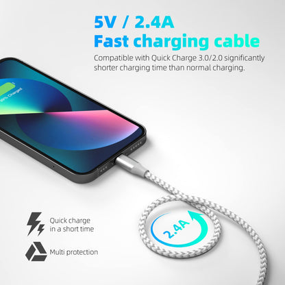 Bkayp Apple MFi Certified iPhone Charger 3pack 10FT Long Lightning Cable Fast Charging High Speed Data Sync USB Cable Compatible iPhone 14/13/12/11 Pro Max/XS MAX/XR/XS/X/8/7/Plus/6S (Grey White)
