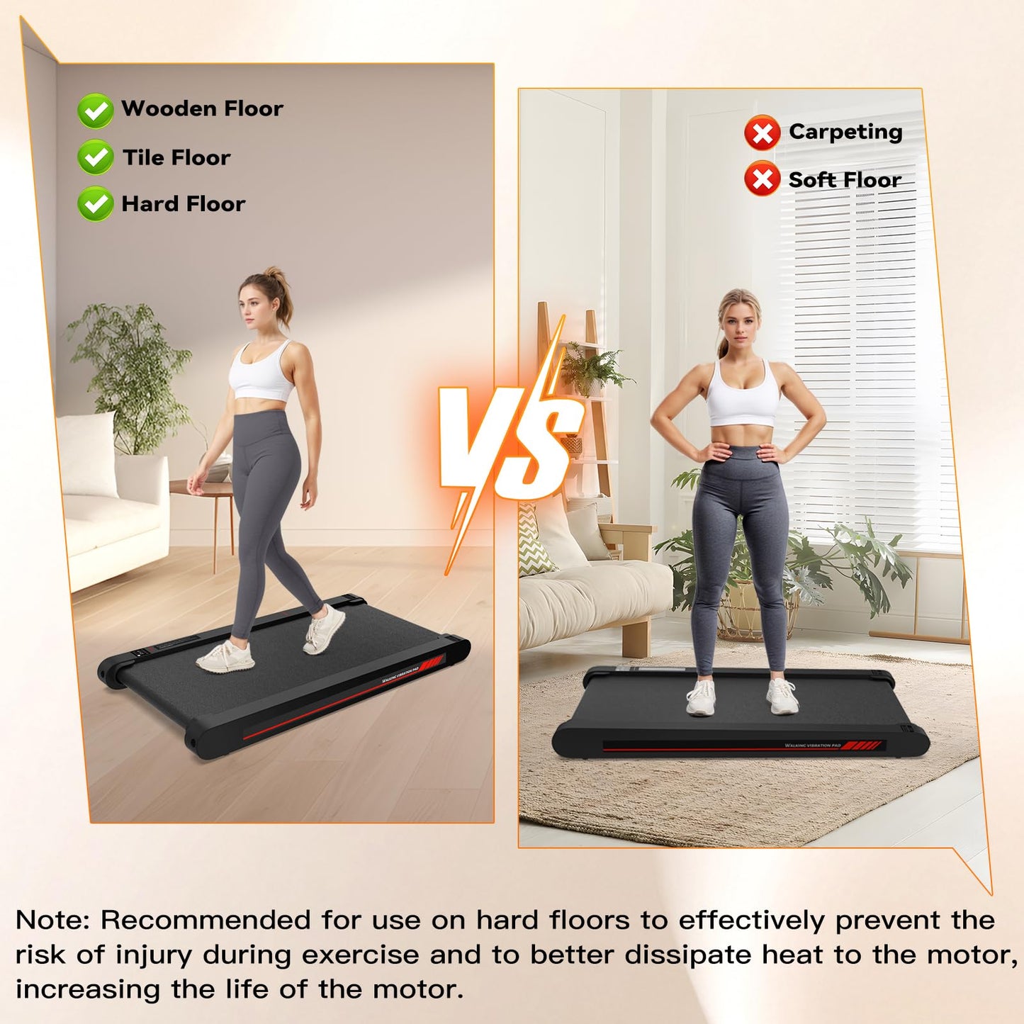 Sperax Walking Vibration Pad with APP,2.5 HP Under Desk Treadnill with Remote Control,Compact Portable Treadmill for Home and Office