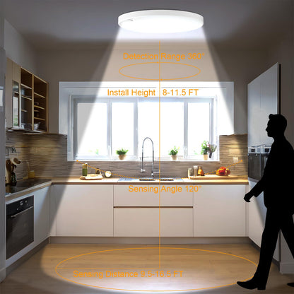 2 Pack LED Flush Mount Ceiling Light, Eleganted 20W 2200LM Ceiling Light Fixtures, 3000K-6500K Adjustable Motion Sensor Ceiling Light for Bedroom Kitchen Dining Room - 3 Color Temperatures