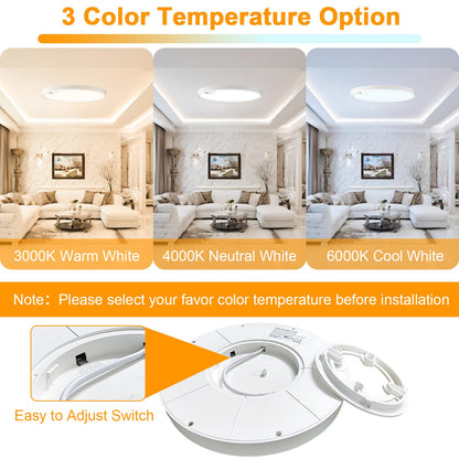 2 Pack LED Flush Mount Ceiling Light, Eleganted 20W 2200LM Ceiling Light Fixtures, 3000K-6500K Adjustable Motion Sensor Ceiling Light for Bedroom Kitchen Dining Room - 3 Color Temperatures