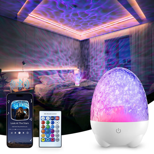 Northern Lights Aurora Projector，Night Light 17 Colors RGB LED Nightlight Built-in Bluetooth Speaker Dimmable Ocean Wave Projector with Remote,Ambient Lighting Mood Lighting for Room & Party Decor